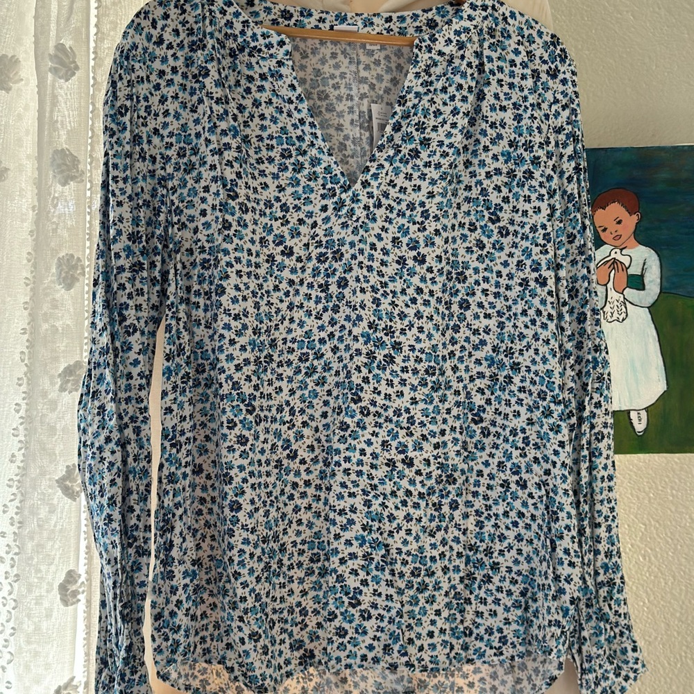 Old Navy Blue Floral Blouse